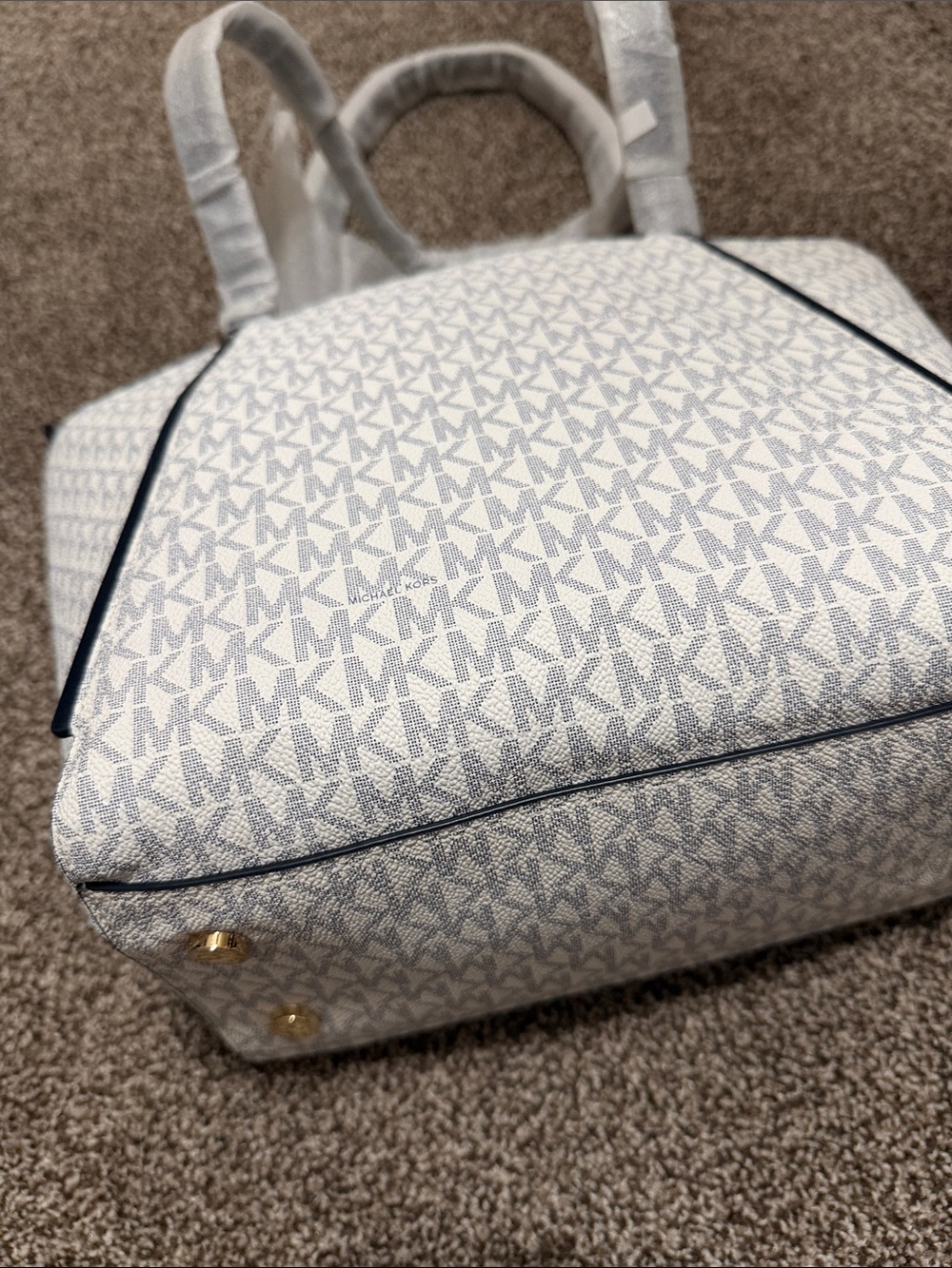 Michael Kors Whitney Small Signature Logo Tote navy and white with gold accents - Picture 10 of 10